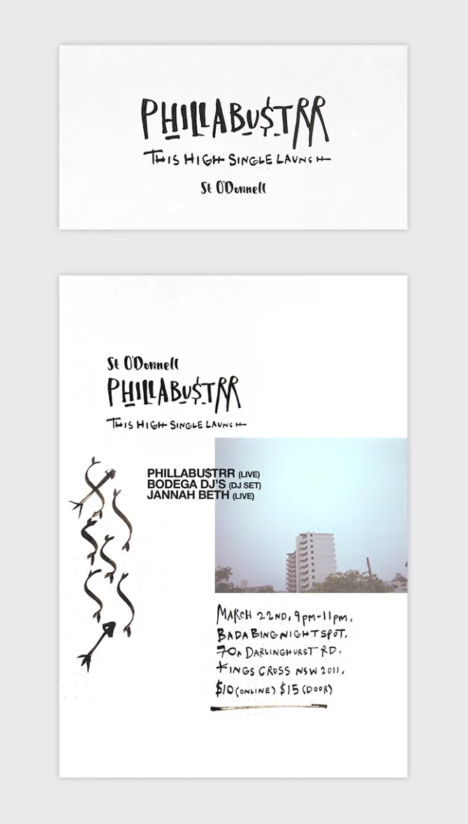 St O'Donnell Phillabustrr single launch event flyers with venue and lineup details
