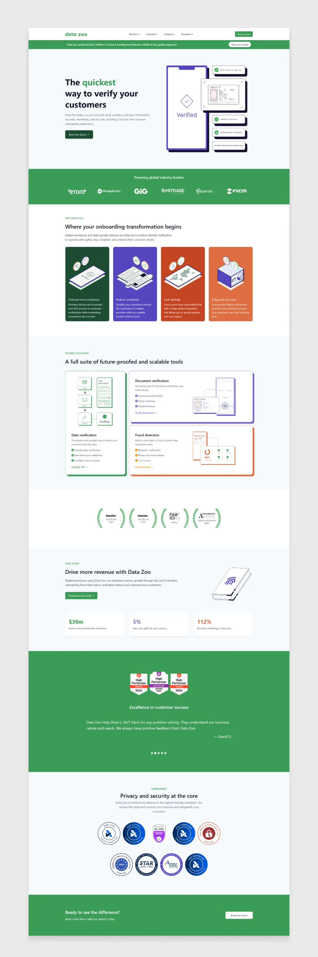 Data Zoo website page design